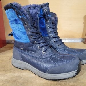UGG Adirondack III Velvet Lace-Up Boots Navy Wool Waterproof